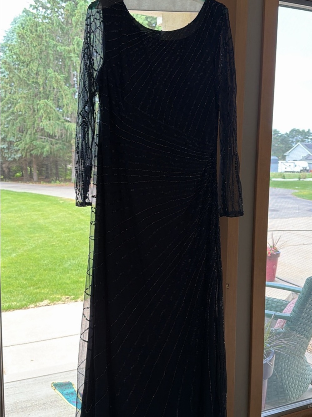 Adrianna Papell Elegant navy Long Sleeve Evening Dress